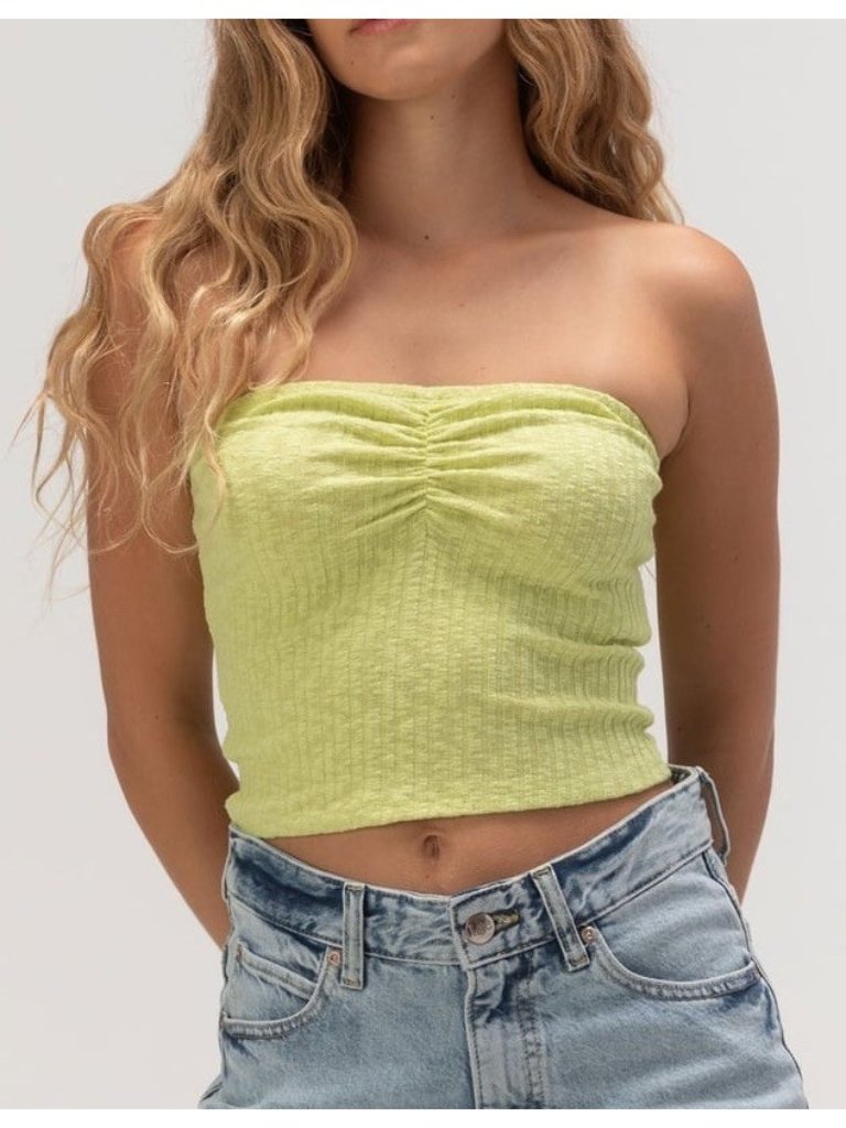 Billabong Women’s Kora Knit Crop Tube Top In Lime Zest Size L